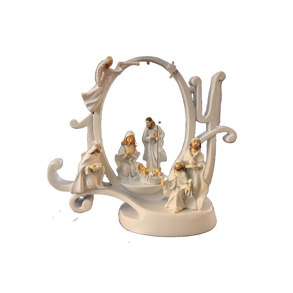Joy Nativity Figurine With Blue Light And Plays "Joy To The World" Song